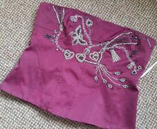 Vintage karen millen burgundy embellishment diamond corset top size small 14