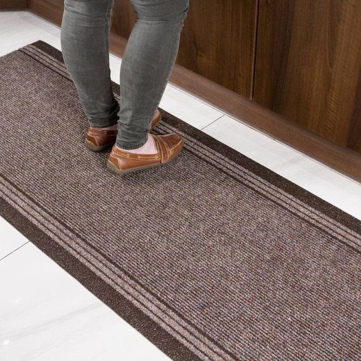 Brown Rubber Backed Very Long Hallway Hall Runner Narrow Rugs Custom Length - Sold and Priced Per Foot