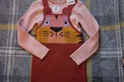 Next Tiger Pinafore Dress and Fine Knit Jumper-Top Set