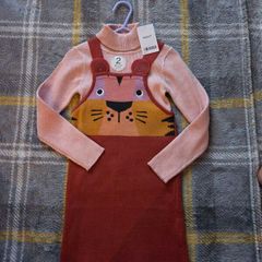 Next Tiger Pinafore Dress and Fine Knit Jumper-Top Set