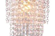Crystal Light Shade, 3 Tiers Modern Chrome Chandelier Ceiling Pendant Light Shades, Crystal Acrylic with Pink Octagonal Shaped Beads, Chrome Frame and Pink Beads (FREE POSTAGE)