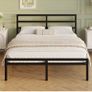 Metal Double Bed Frame with Headboard and Footboard | Fits 135 x 190 cm Mattress, Steel Slats Support, 30 cm Storage Space Underbed, Noise Free, Easy Assembly, Black Image 5