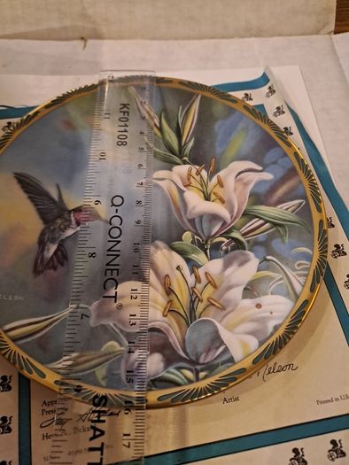Pickard Collector Plate Hummingbird and Lilies
