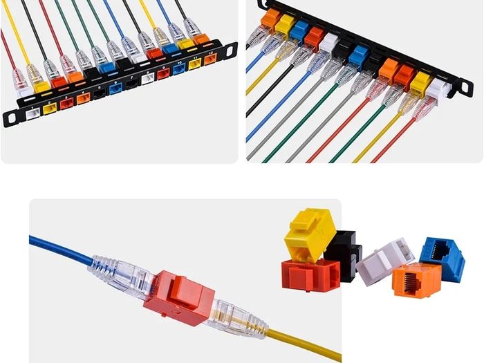 10 inch 0.5U 12 Port Blank Keystone Patch Panel with Cat6 RJ45 Keystone Jack Insert for DeskPi RackMate T0/T1/T2 Network Cabinets/Server Rack