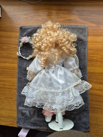 Vintage Irish Porcelain Doll with Flower Wreath and Pinwheel Vintage