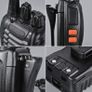 2PCS Walkie Talkie USB power Rechargeable Walkie Talkies Long Range Two-Way Radio Walky Talky with Earpieces 16CH Handheld Transceiver with LED Light for Field Survival Biking Hiking Image 5