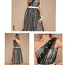 Midi dress one shoulder gold with stars print mesh overlay Image 9