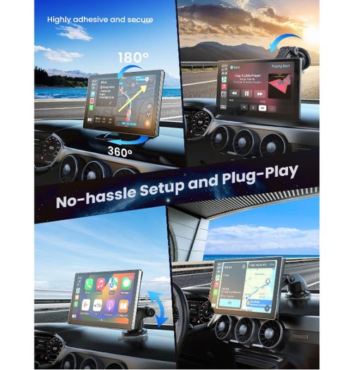 Jzones Carplay Screen for Car, 9" Portable Wireless Carplay&Android Auto, 4K Dash Cam,1080P Backup Camera, Car Stereo