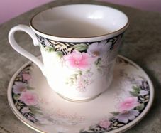 Set of Vintage Floral Porcelain Tea Cups and Saucers