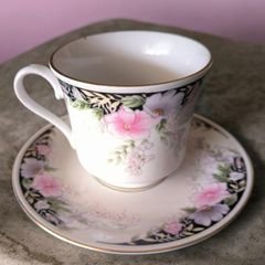 Set of Vintage Floral Porcelain Tea Cups and Saucers