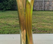Fenton  Iridescent Green Glass  Vase
