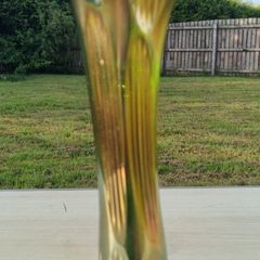 Fenton  Iridescent Green Glass  Vase