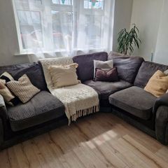 Marl grey L shaped couch and armchair set