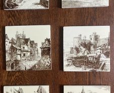 Set of 6 Antique Minton 'The Views' Victorian Tiles c.1885