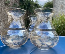 3 vintage glass light shades