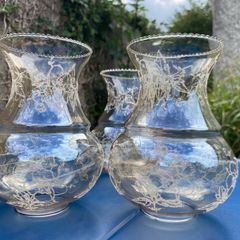 3 vintage glass light shades