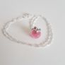 925 Sterling Silver pink opal apple pendant necklace Image 3