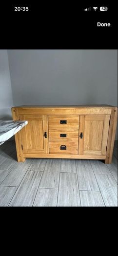 Solid Oak Sideboard And Solid Oak Glass Cabinet