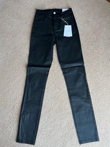 BNWT Vila skinny fit black vicommit coated pants size M