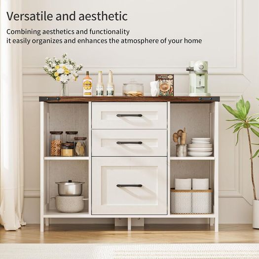Sideboard Storage Cabinet, Kitchen Cupboard Storage with 3 Drawers