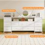 Tv Cabinet, Dresser for Bedroom with 11 Fabric Drawers, TV Stand with Power Socket for TVs up to 70 inch TV Units for Living Room, Bedroom, White Image 4