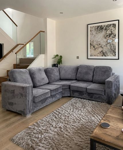 Grey L shaped sofa couch