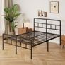 4ft6 Double Bed Frame with Curved Headboard and Footboard, 46cm Height Metal Bed Frame Double with Heavy Duty Slat Support, Underbed Storage Space, Noise Free, Easy Assembly, Black Image 5