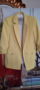 River Island Yellow Ruched-Sleeve Blazer, Size 8, Perfect Condition, AV