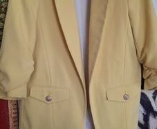 River Island Yellow Ruched-Sleeve Blazer, Size 8, Perfect Condition, AV