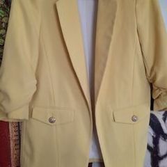 River Island Yellow Ruched-Sleeve Blazer, Size 8, Perfect Condition, AV