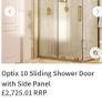 Crosswater optix 10 1400x800 brushed brass slider with side panel Image 3