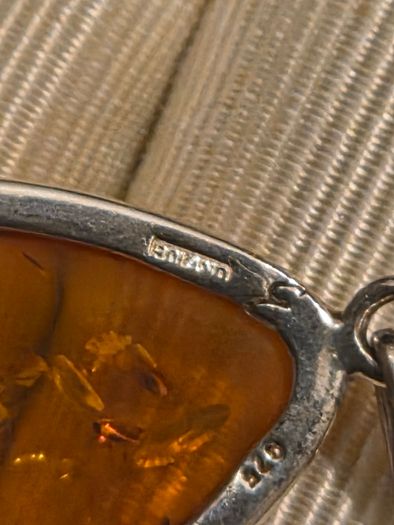 925 Sterling Silver Baltic Amber Pendant