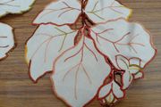 Vintage linen table mats,  leaves, leaf, vintage coasters