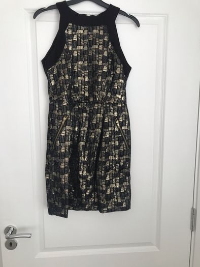 Black and gold mini dress
