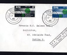 1965 Ireland Centenary International Telecommunications Union Commemorative Stamps typed Addressed First Day Cover (FDC) with Baile Atha Cliath