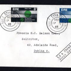 1965 Ireland Centenary International Telecommunications Union Commemorative Stamps typed Addressed First Day Cover (FDC) with Baile Atha Cliath