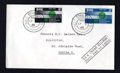 1965 Ireland Centenary International Telecommunications Union Commemorative Stamps typed Addressed First Day Cover (FDC) with Baile Atha Cliath