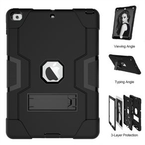 For Apple iPad 6th/5th 2018/2017 & iPad Air 1 & 2 9.7 inch Hard Case Survivor with Stand Black
