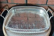 Vintage Durham Crystal Silver Plated Serving Tray