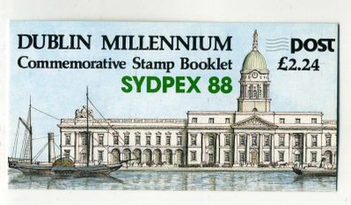 1988 Ireland Dublin Millennium Commemorative Stamp Booklet overprinted for Sydpex (Sydney) in 1988 Mint Never Hinged (MNH)