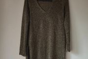 HM Womens Black and Gold Glitter Stretch Mesh long top, size 10