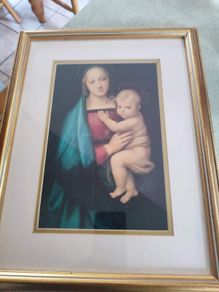 Framed Print Of Madonna And Child In Lovely Gold Frame.