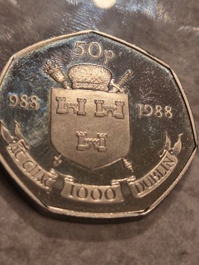 1988 Irish Dublin Millennium 50p Proof Coin - In Original Box