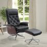 Executive Office Chair Recliner PU Leather w/ Footrest Black Image 2