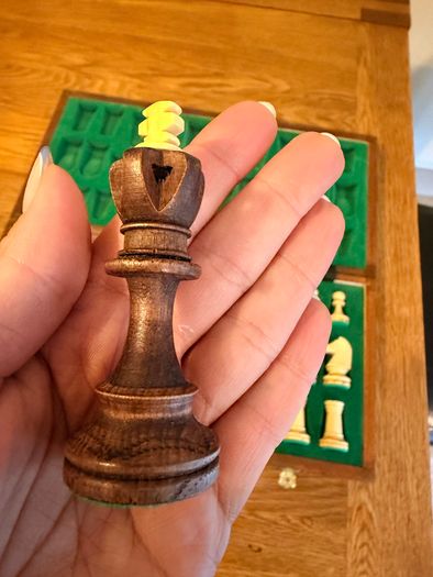 Wooden Folding Chess Set with Carved Pieces, Complete, never used