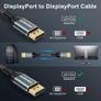 BLACKSYNCZE Displayport Cable 2M/6.6FT, DP to DP 1.2 Cable [4K@60Hz, 2K@165Hz, 2K@144Hz] Nylon Braided Display Port Cord Supports FreeSync and 3D, Compatible for Laptop, Gaming Monitor, Graphics Card Image 4