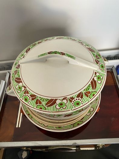 ceramic serving dish & plates
