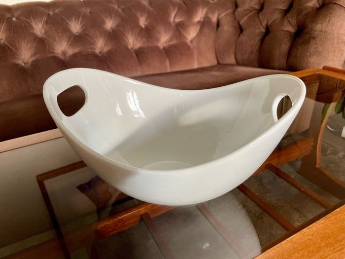 Pristine White Salad Sharing Bowl by Galzone Denmark with Handles