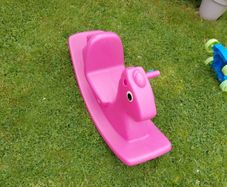 rocking horse and lawnmower
