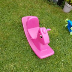 rocking horse and lawnmower